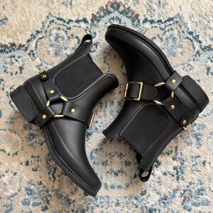 Karl Lagerfeld Paris Lavali Black Rubber Rain Boots, Size 6